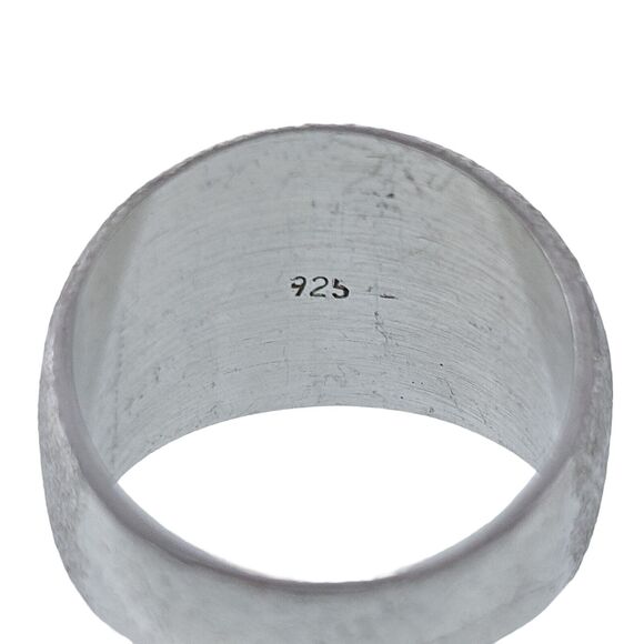 Vintage Sterling Silver 925 Textured Thick Band Cocktail Ring Size 8 - Picture 4 of 7